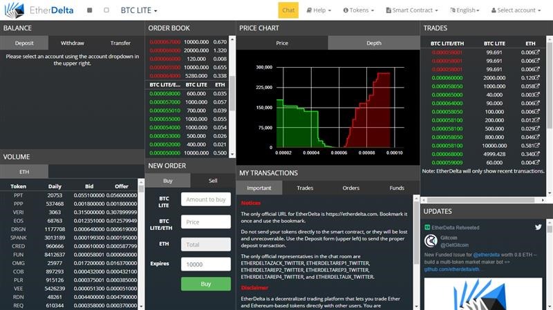 trade any ERC20 token on Etherdelta Decentrex