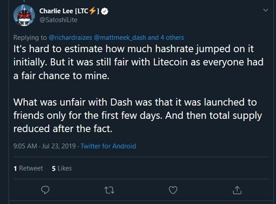 charlie lee litecoin instamine deleted tweet