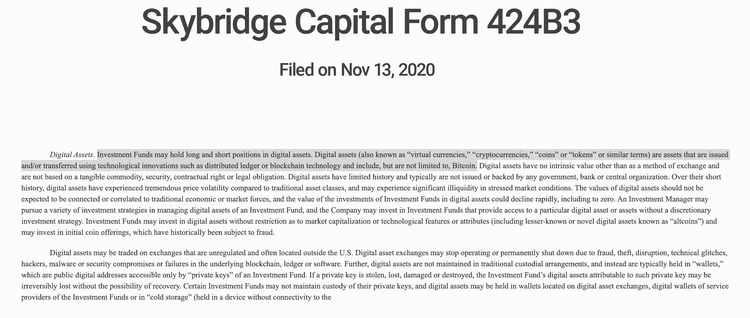 skybridge capital bitcoin