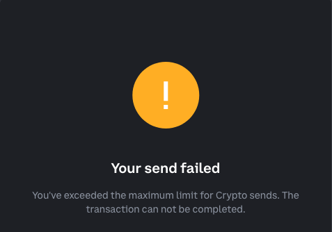coinbase send failed